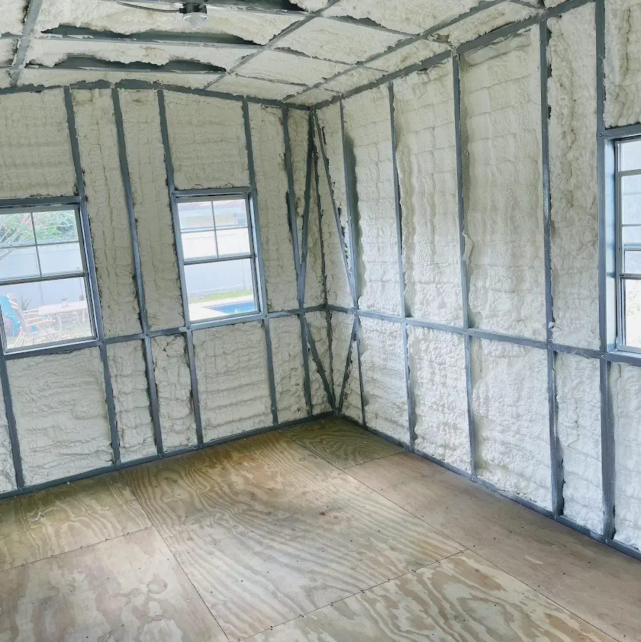 Closed-cell spray foam insulation applied to wall cavities in a residential project in Hazel Park